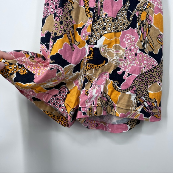 Maeve Anthropologie NEW Cheetah Parrot Print Tie Back Mini Romper - Picture 4 of 7